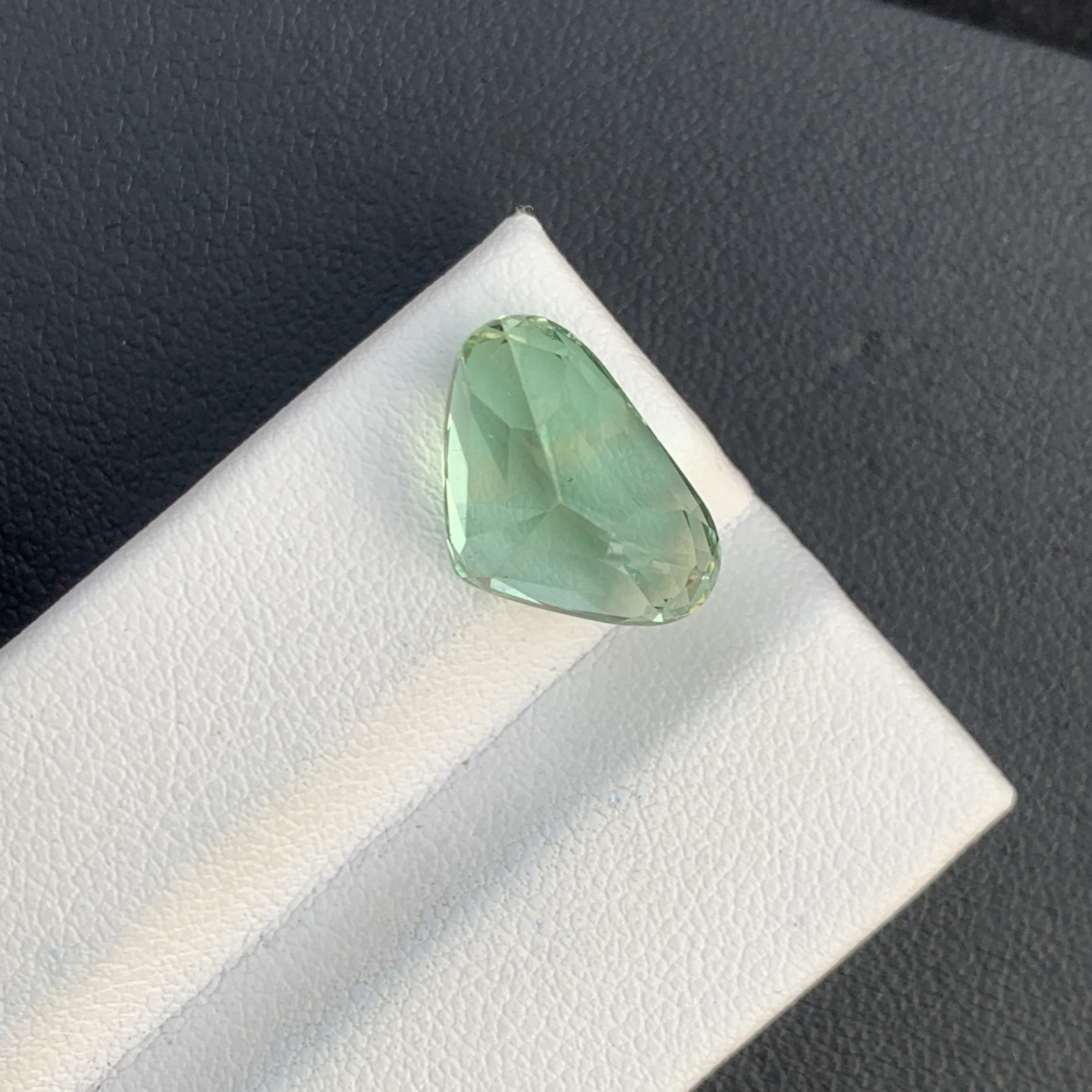 Natural Green Kunzite Radiated 8.95 Carat Faceted Fancy Shape Gemstone — view 4
